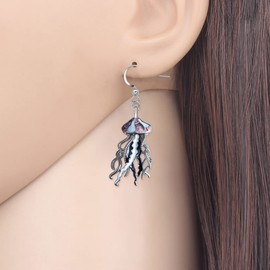 BAMAY Enamel Alloy Jellyfish Earrings Dangle Drop Ocean Animals Jewellery Charms Gifts for Women Girls Children Accessories, Zinc, No Gemstone