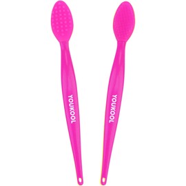 Cepillo Exfoliante de Labios de Silicona de Doble Cara para Unos Labios Más Suaves Y Voluminosos, Color Fucsia, 2 Unidades