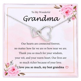 EYQV Grandma Mothers Day Gift, Heart Necklace for Women, Grandma Gifts from Grandchildren, Birthday Gifts Christmas Presents Stocking Fillers for Women