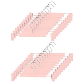 GUANJUNE Clothes Pants Hangers, Space-Saving Skirt Holders with 360 ° Swivel Hooks, Adjustable Clips, Trouser Hangers, Clothes Coat Garment Jeans Hangers (20 Pack, Pink)