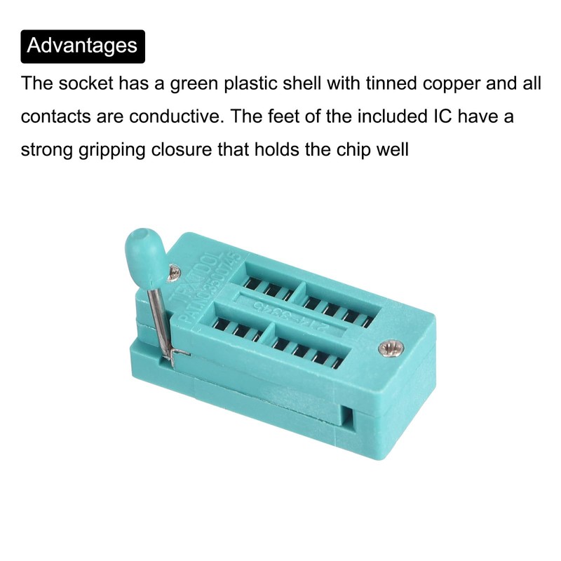 PATIKIL Universal IC-Test ZIF Socket 14 Pin 3.0mm Pitch for