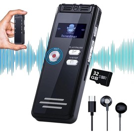 32GB Digital Voice Activated Recorder with Playback - 2776 Hours Audio Recording Device, 3072Kpbs HD Dual MIC Tape Recorder Device for Lecture A-B Repeat, MP3 Player, Password,【32GB TF Card Included】 - Style: 64GB