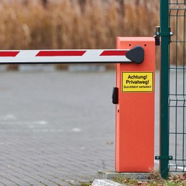 Safety Sign "Achtung! Privatweg! Durchfahrt verboten!", Pack of 2, 30 x 20 cm, 1 mm Thick PVC Signs with Drill Holes, Private Path Sign, Private Entry Sign, Prohibition Sign Private Prohibition Sign