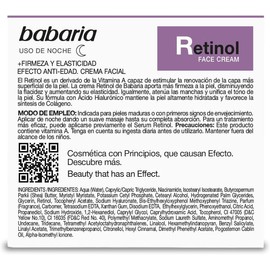 Babaria - Retinol Crema Antiarrugas Mujer y Hombre Con Ácido Hialurónico Combate Arrugas y Atenúa las Manchas Skin Care Hidratación profunda y regeneración celular 50 ml