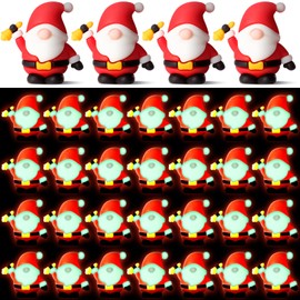 Sonwyoung 30 PCS Glow in Dark Christmas Mini Gnomes Figurines Bulk Luminous Santa Miniature Ornaments Hide and Seek Small Santa Statues Decor Christmas Mini Gifts Xmas Tree Home Craft Party Decoration