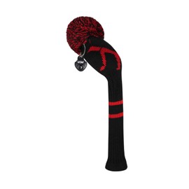 Scott Edward 1PCS Fairway Knitted Golf Club Cover Head Cover with a Pom Pom Fits Well Fairway Wood Club with Rotating Number Tags for Male/Female Golfers (Black Red Golfer)