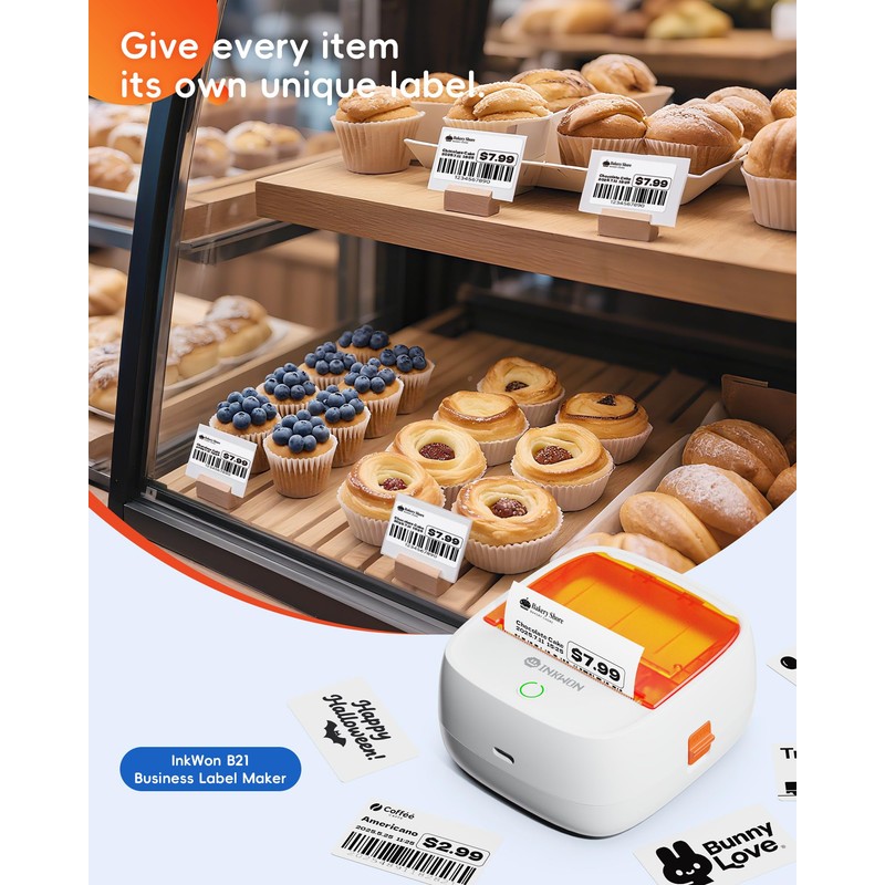 InkWon B21 Label Maker, 2-Inch Bluetooth Label Maker Machine with