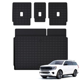 MJBYMAT Cargo Mat for 2025 Ford Expedition MAX 7/8 Seats (Only Fit Max) & Backrest Mat,TPE All Weather Protection Car Trunk Mat Covering The Backrest Mat with Velcro Fastener Accessories