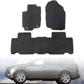 GXARTS 3 PCS Front and Rear Velour Replacement Floor Mats Carpet Black Compatible with Toyota RAV4 2013 2014 2015 2016 2017 2018