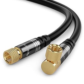 BlueRigger RG6 Coaxial Cable (25FT, 90° Angled to Straight Male F Type Connector Pin, Gold Plated, Triple Shielded) – Digital Audio Video Coax Cable Cord for HDTV, CATV, Modem, Satellite Receivers