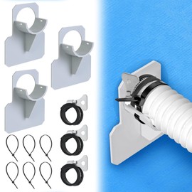 3 PCS Swimming Pool Pipe Holders, Upgraded Pool Hose Support Bracket Above Ground Pools Accessories, with Protective Hose Clamps, Designed to Fit On Intex Pools, Prevent Pipe Sagging (Pipes Max 1.5")