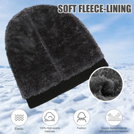 MADGININE Mens Hats Winter,Thermal Hat,Soft Fleece Lining Knitted Cuffed Wooly Hat,Beanie Hats for Men and Women,Winter Beanie Hat Men,Thermal Hat Mens Suitable for Men and Women(Black)