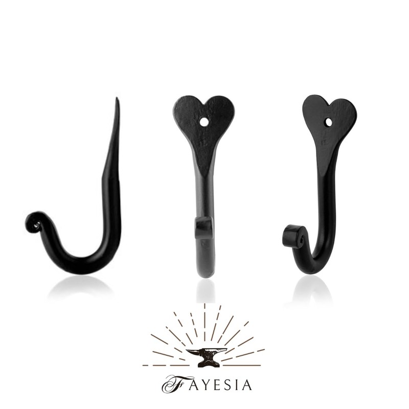 Fayesia Black Coat Hooks - Blacksmith Handcrafted Wrought Iron -