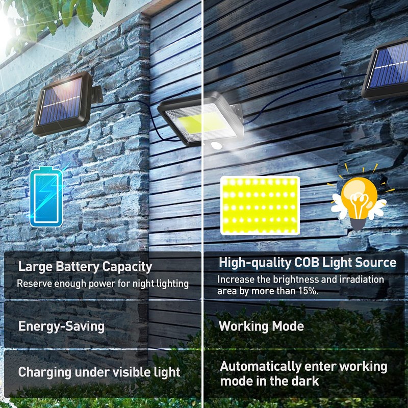 Solar Flood Lights Outdoor 2 Pack LED Motion Sensor Solar