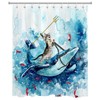 LB Blue Whale Shower Curtain Funny Cat,Watercolor Polyester Anti Mould