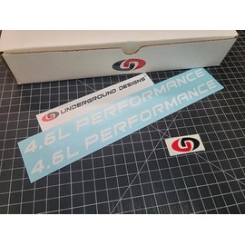 4.6L Performance Decals (2pk) Racing Hood Stickers for V8 Mustang GT 1999-2004 (Gloss Whiteout, 11.5" Overall Length)