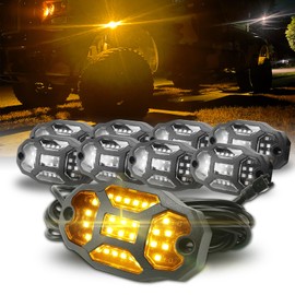 Winunite 8 Pods Amber Rock Lights Wide Angle Underglow Lights with Extension Wires, IP67 Waterproof Fender Lights for Trailer Off Road Truck ATV UTV SUV Motorcycle