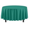 Party Solids 84In Round Teal Plastic Tablecloth Disposable Heavy Duty