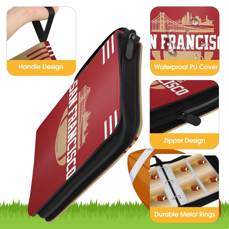 KivolFun San Francisco Football Card Binder with Sleeves, 400 Pocket,