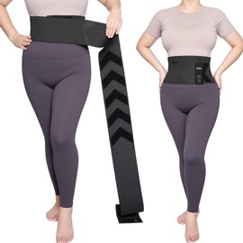 Aphlos Adjustable Waist Trainer Wrap for Women, 180in Total Length Breathable Stretch Fabric, Tummy Control, Back Support, Body Shaping Belt for Workout, Daily Wear, Posture Correction (Black, 1PC)