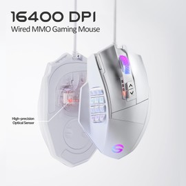 UtechSmart Venus Gaming Mouse RGB Wired, 16400 DPI High Precision Laser Programmable LED MMO Computer Gaming Mice with 12 Side Buttons