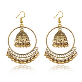 Indian Earring for Women Boho Dangle Earrings Indian Jewellery Sets for Women Hollow Jhumka Earrings for Girls Indian Drop Earrings Set (gold)