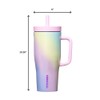 Corkcicle Cruiser Insulated Tumbler with Handle & Straw, Rainbow Unicorn,