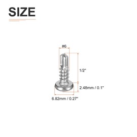 DTGN #6x1/2" Pan Head Self Drilling Screws - 100Pack - 410 Stainless Steel Phillips Drive Self Tapping Sheet Metal Screws