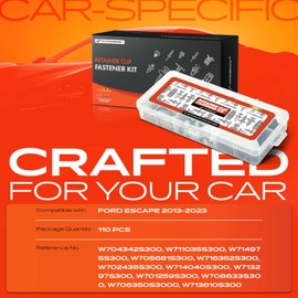 A-Premium 110PCS Retainer Clips Kit - Compatible with Ford Escape 13-23 - Vehicle Specific Car Body Trim Fastners Pin Rivet Set - fit Front Bumper, Rear Bumper & More - Trim Removal Tool Kit Included