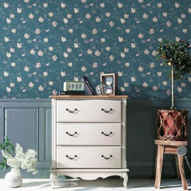 Heroad Floral Peel and Stick Wallpaper Blue and Pink Contact Paper Floral and Leaf Boho Wallpaper Renter Friendly Removable Self-adhesive Waterproof for Bathroom Bedroom Cabinet and Drawer 17.3"x78.7"