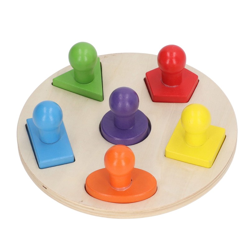 Wood Shape Puzzle Educational Colorful Early Learning Skill Development Round
