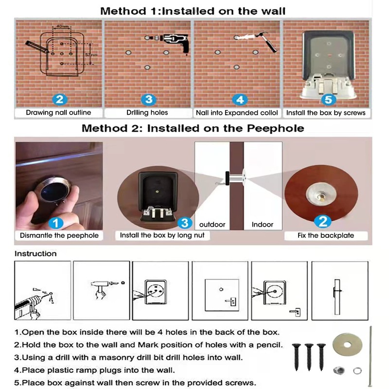 IDEALUX Key Box, Metal Grey Keylock Box Wall Mounted, Portable