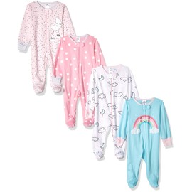 Gerber Baby Girls' 4 Pack Sleep 'N Play Footie, Cloudy, 0-3 Months