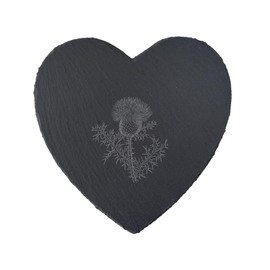 CGB Giftware | The Highlands Thistle Design Heart Slate Cheeseboard in Gift Box | Homeware | Serveware | Dinner Party | Rustic Slate | GB07885
