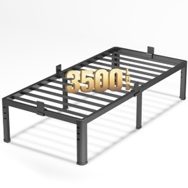 NKZ 18 Inch Metal Platform Bed Frame, Twin XL Size Bed Frame with Round Corner Legs, 3,500 lbs Heavy Duty Steel Slats Support, No Box Spring Needed, Easy Assembly, Noise Free