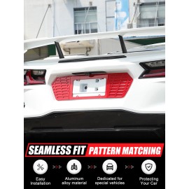 carpart2021 Red Alloy Rear License Plate Filler Frame Trim Cover For Corvette C8 2020-25 US