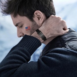 GLEZZA Lord's Prayer Bracelets for Boy Men American Flag Cross Inspirational Motivational Bracelet Bible Verse Christmas Birthday Easter Jewelry Gifts for Son Boyfriend Husband