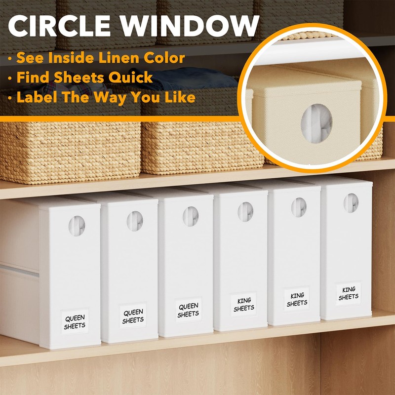 SpaceAid 6 Pack Bed Sheet Organizers and Storage, Foldable Sheet