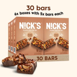 NICK'S Almond Chocolate Snack Bar, Keto Nut Snack for Sports, Hiking, Gaming, Outdoor Activities, 1G sugar, 3G net carbs, healthy snack, (pack of 30)