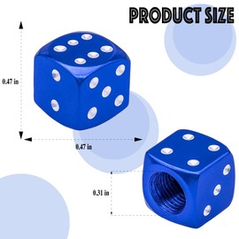 MEAJOO 4PCS Dice Style Tire Valve Stem Caps, with O Rubber Ring, Universal Aluminium Alloy Dustproof Tire Valve Stem Covers for Cars, SUV, Trucks, Bikes, Motorcycles, Bicycles(Blue)