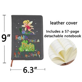 BNQL Faith Trust And Pixie Dust Gifts Leather Notebook Journal Tinkerbell Gifts Fairy Pixie Gift Xmas Birthday Gifts Notebook (Faith Trust notebook)