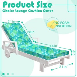 Ganeen 1 Piece Waterproof Chaise Lounge Cover (Not Includes Cushion) Outdoor Cushions Slip Covers Cushion Slipcovers Lounge Chair Cover with Zipper Ties for Outdoor Lawn, 72 x 21 x 3 Inch (Greenery)