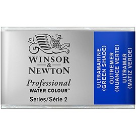 Winsor & Newton 0100667 Professional Aquarellfarbe, lebendige Wasserfarben in Künstlerqualität, hohe Farbbrillanz & Leuchtkraft, lichtecht, Archivqualität, ganzer Napf - Ultramarin (Grünton)
