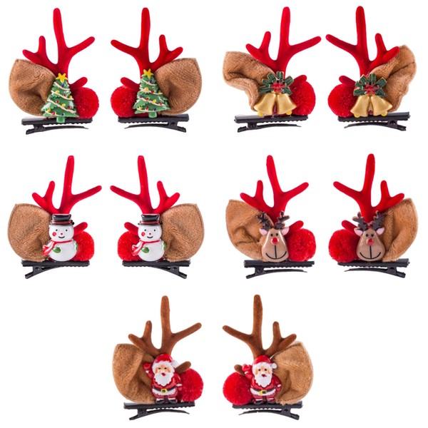 Niuhong Pack of 10 Christmas Antlers Hair Clips Hair Accessories