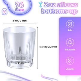 96 Pieces Light up Shot Glasses Party Favors for Adults, LED Flash Light up Drinking Cups Plastic Blinking Barware, Glow in the Dark Party Supplies for Night Club Bar Graduation Birthday Wedding Disco