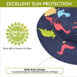 Hifot Baby Sun Hat Children's Sun Hat Baby UV Protection 50 Sun Hat Boy Summer Hat Beach Breathable Summer Hat Children Baby Hat Summer, Dinosaurs
