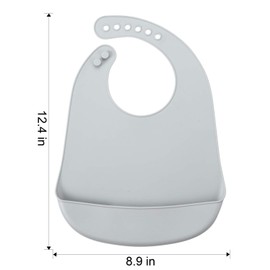 PandaEar Cute Super Thin Light Weight Unisex Silicone Baby Bibs Waterproof (Blue/Purple/Grey)