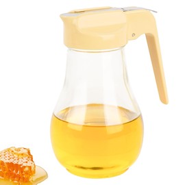 DODAMOUR 13.5 Oz Syrup Dispenser, No-Drip Pourers for Maple Syrup, Oil Dispenser Bottle with Non-Slip Handle, Honey Jar & Sirop Container, Reusable Syrup Bottle for Kitchen (Yellow)