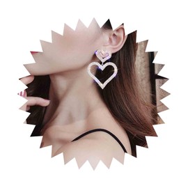 Iaceble Boho Rhinestone Heart Dangle Earrings Cz Hollow Heart Earrings Large Crystal Heart Drop Earrings Gold Heart Statement Earrings Jewelry For Women