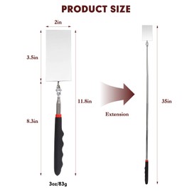 12-35 Inch Extendable Inspection Mirror, 360-Degree Rotation Inspection Mirror Telescoping, Telescoping Mirror for Mechanic Checking Vehicle and Extra Viewing